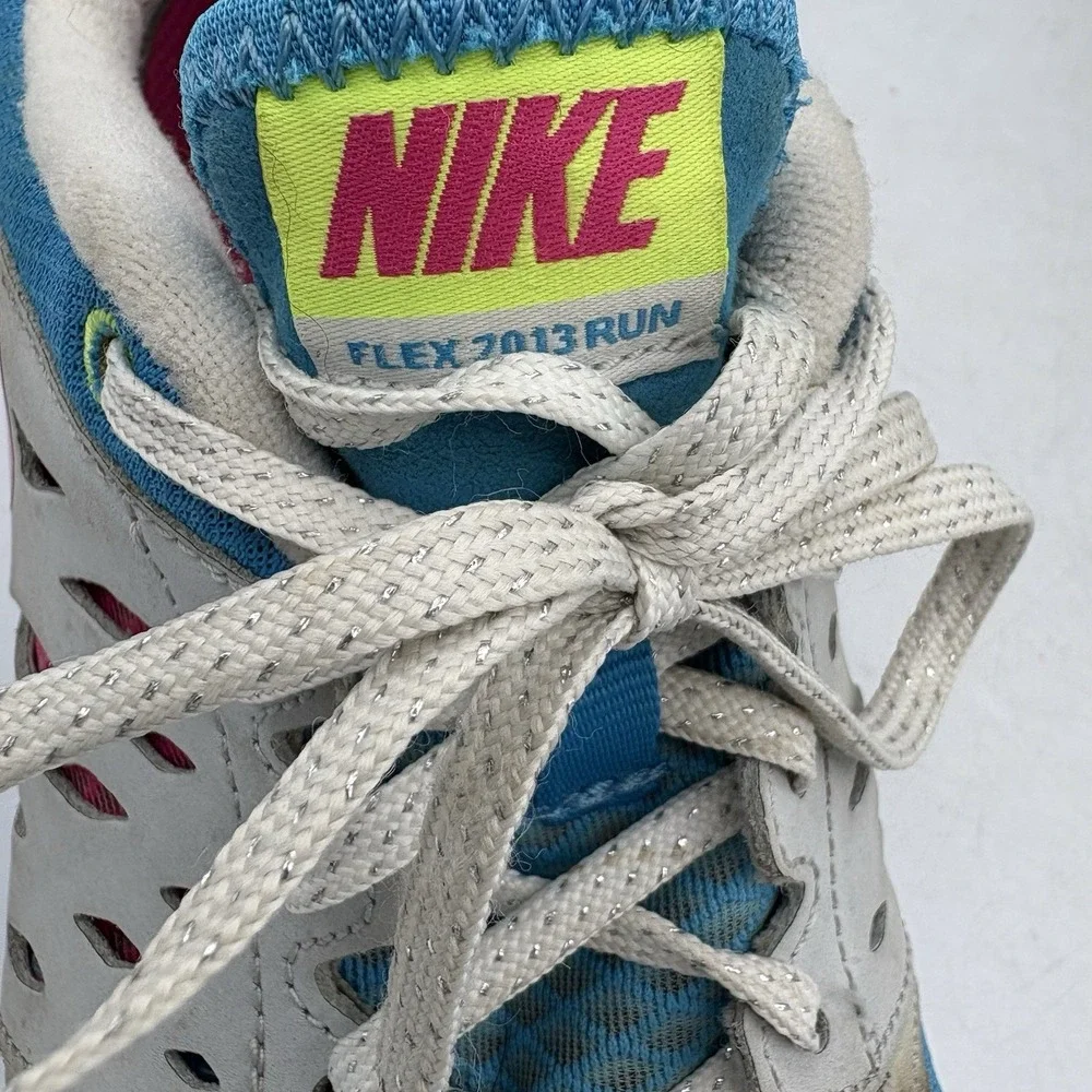 Nike Shoes Girls Youth Size 7 Y Flex 2013 Run Athletic Blue Gray Sneakers